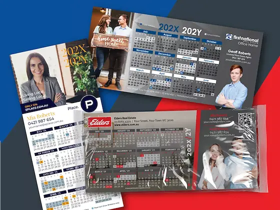 DL Rectangle financial year calendar magnets — 210mm × 97mm