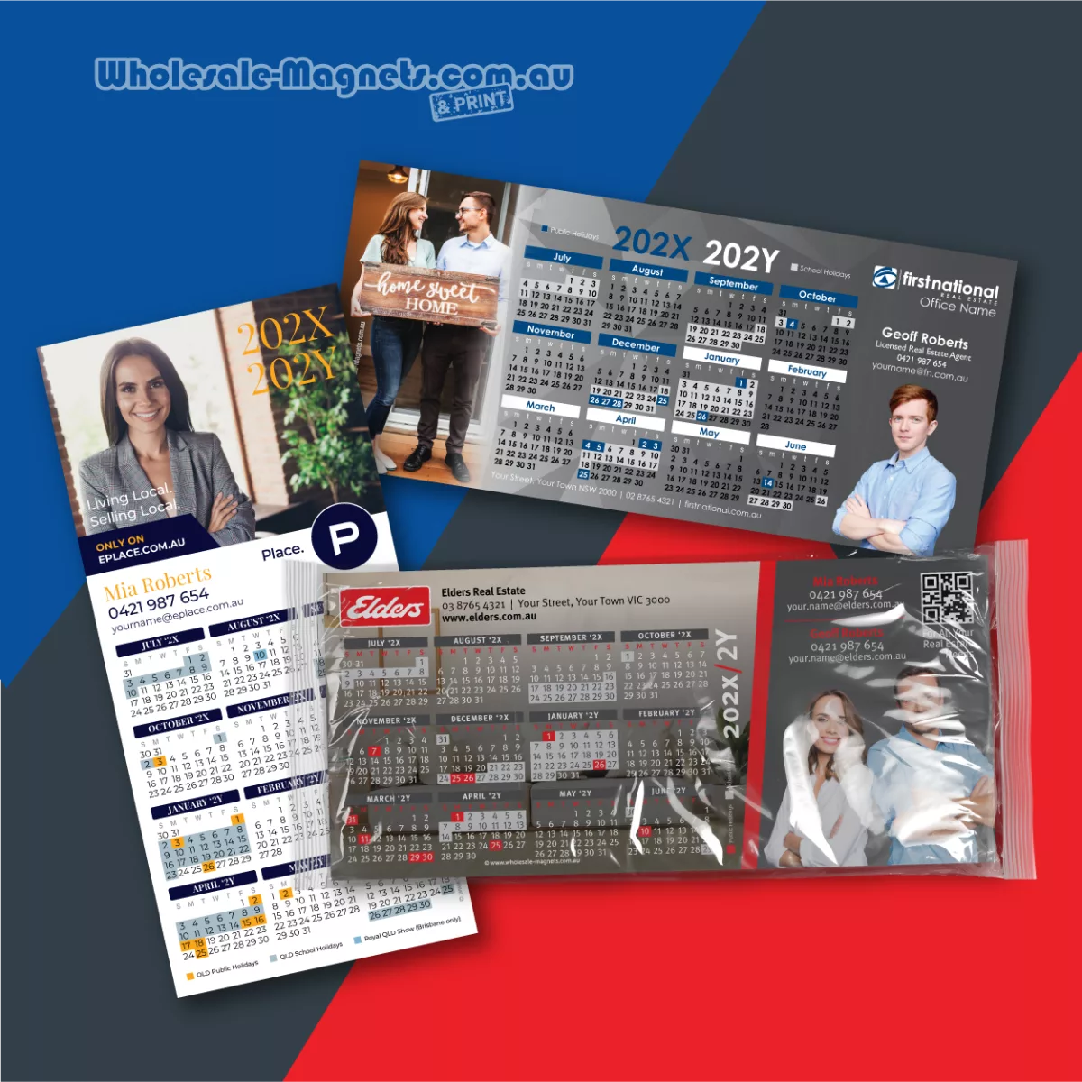 DL Rectangle financial year calendar magnets — 210mm × 97mm