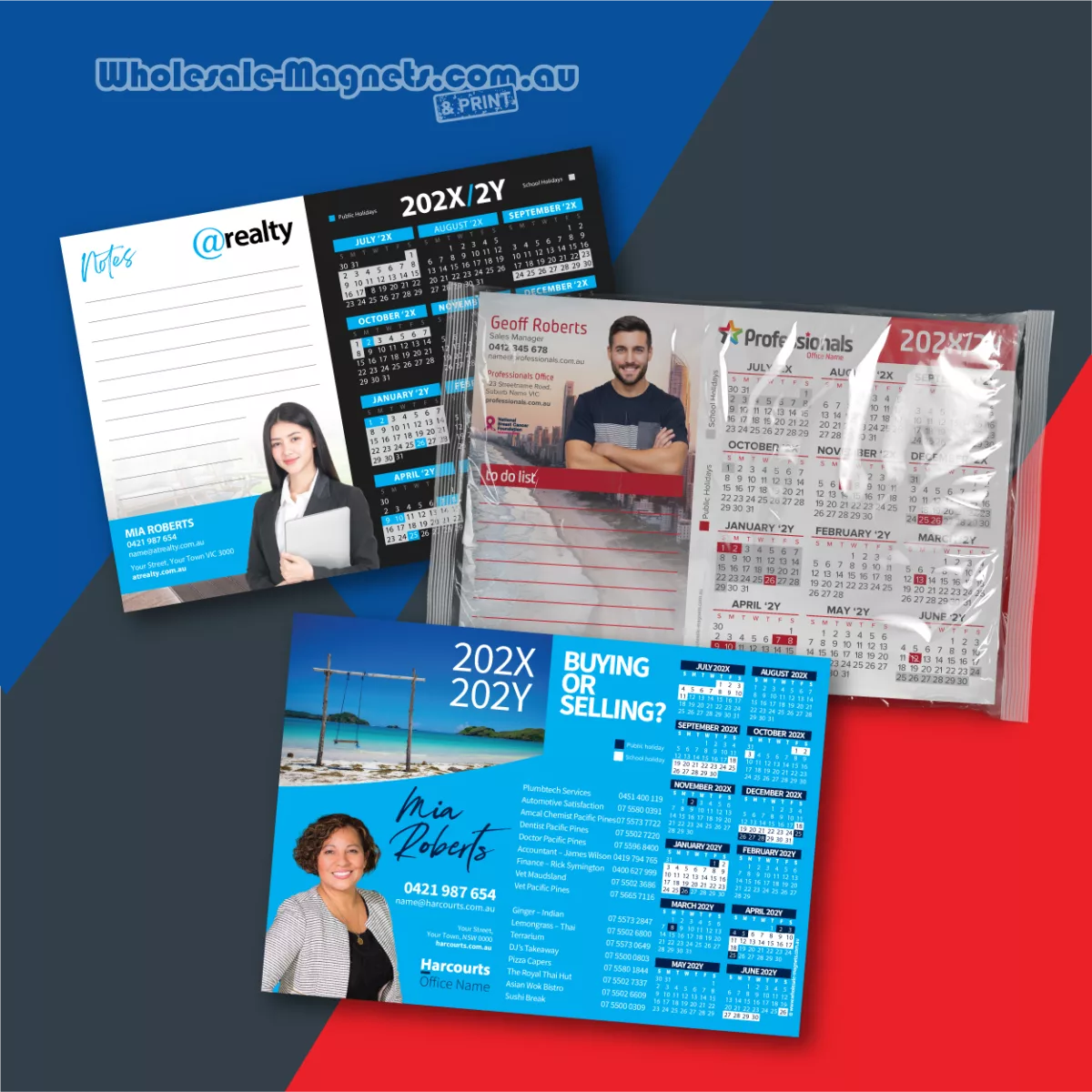 Large A5 financial year calendar magnets — 210mm × 148mm