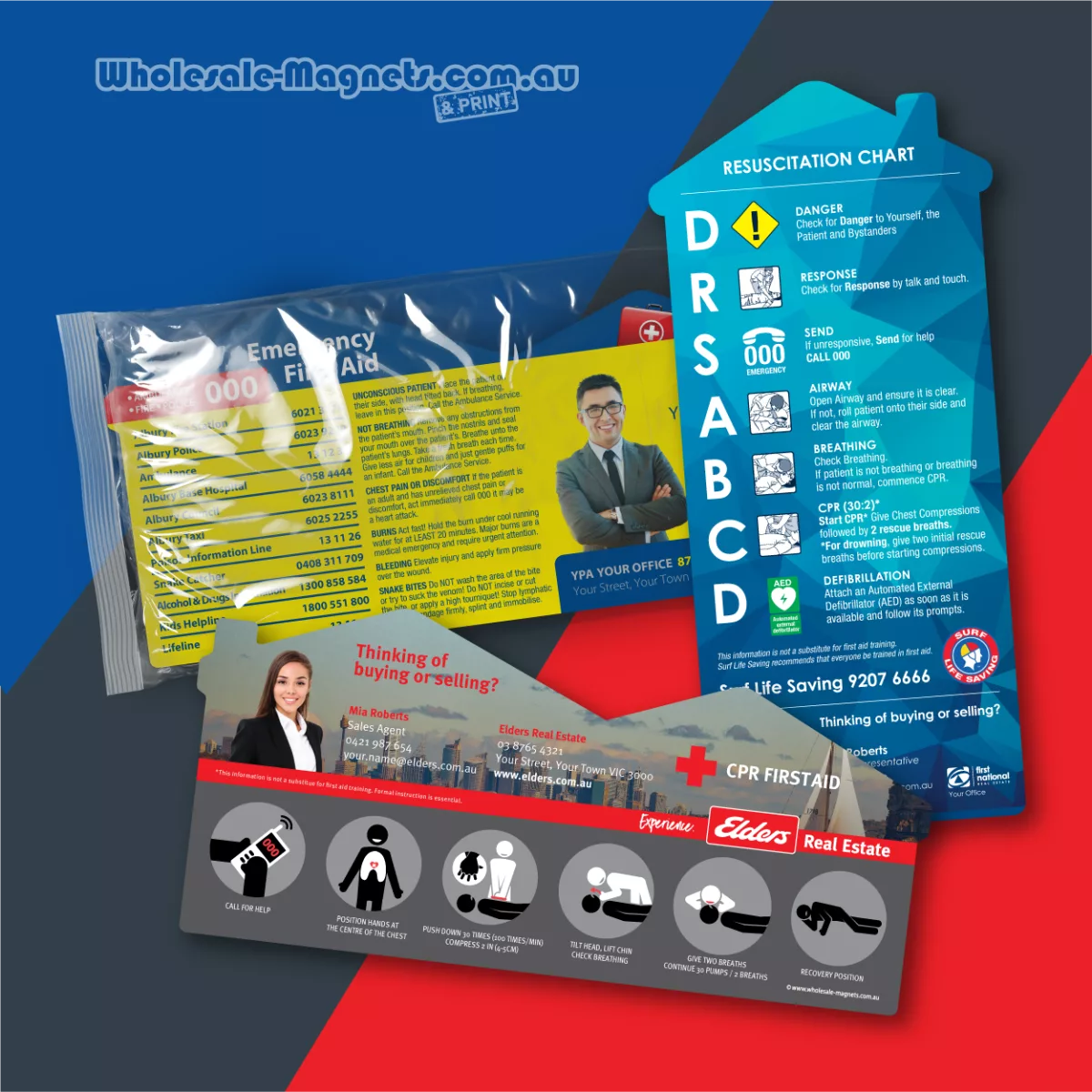 DL House Shape first aid and medical fridge magnets — 210mm × 97mm