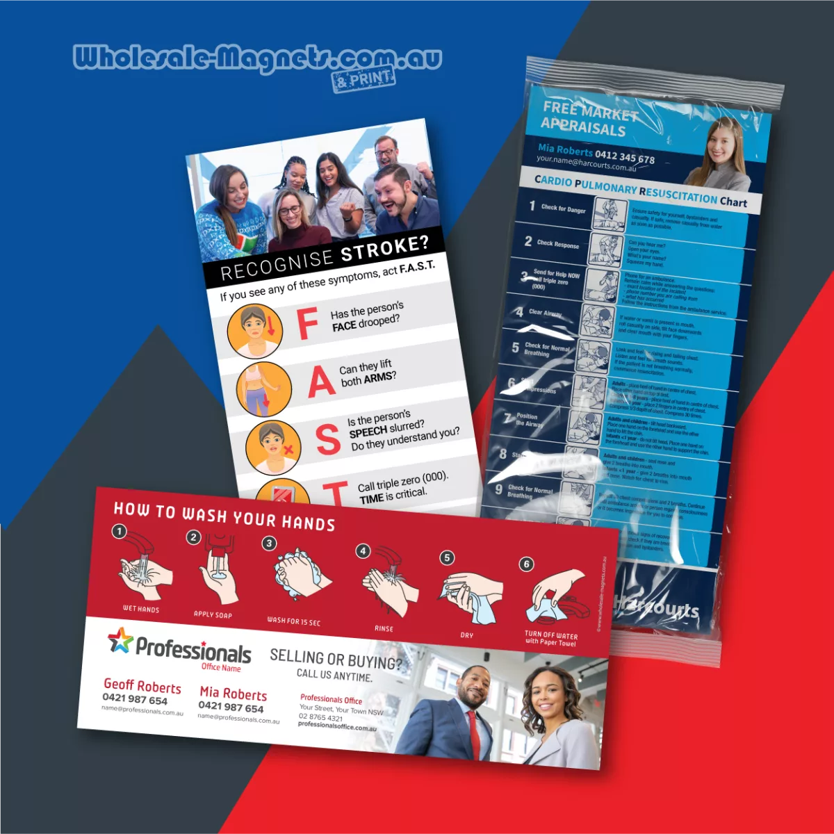 DL Rectangle first aid and medical fridge magnets — 210mm × 97mm
