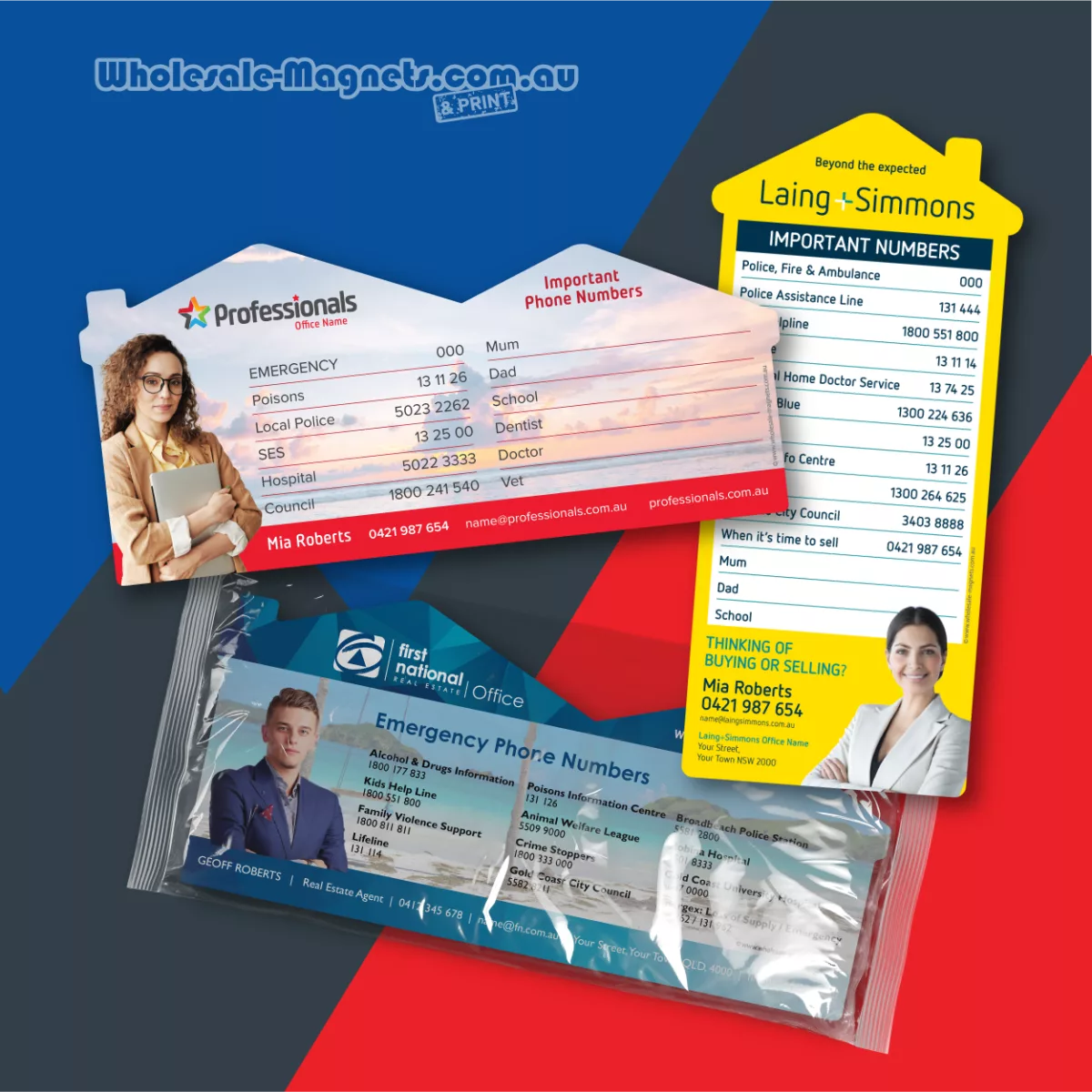 Emergency and important number magnets