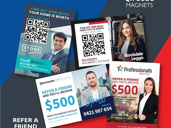 A7 QR Codes and Discounts information fridge magnets — 70mm × 100mm