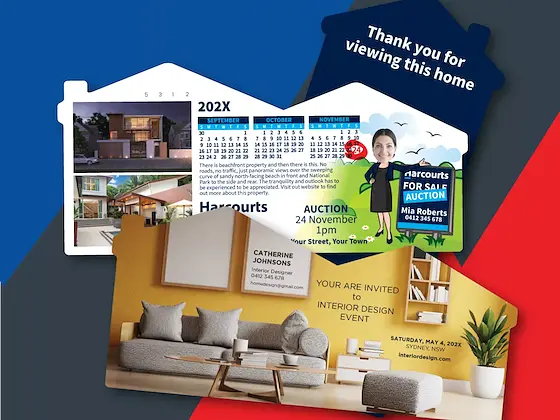 DL House Shape invitation and special event magnets — 210mm × 97mm