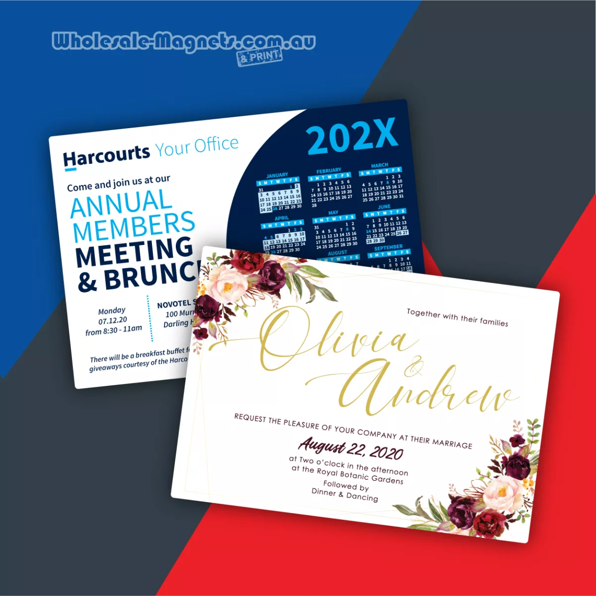 Large A5 invitation and special event magnets — 210mm × 148mm