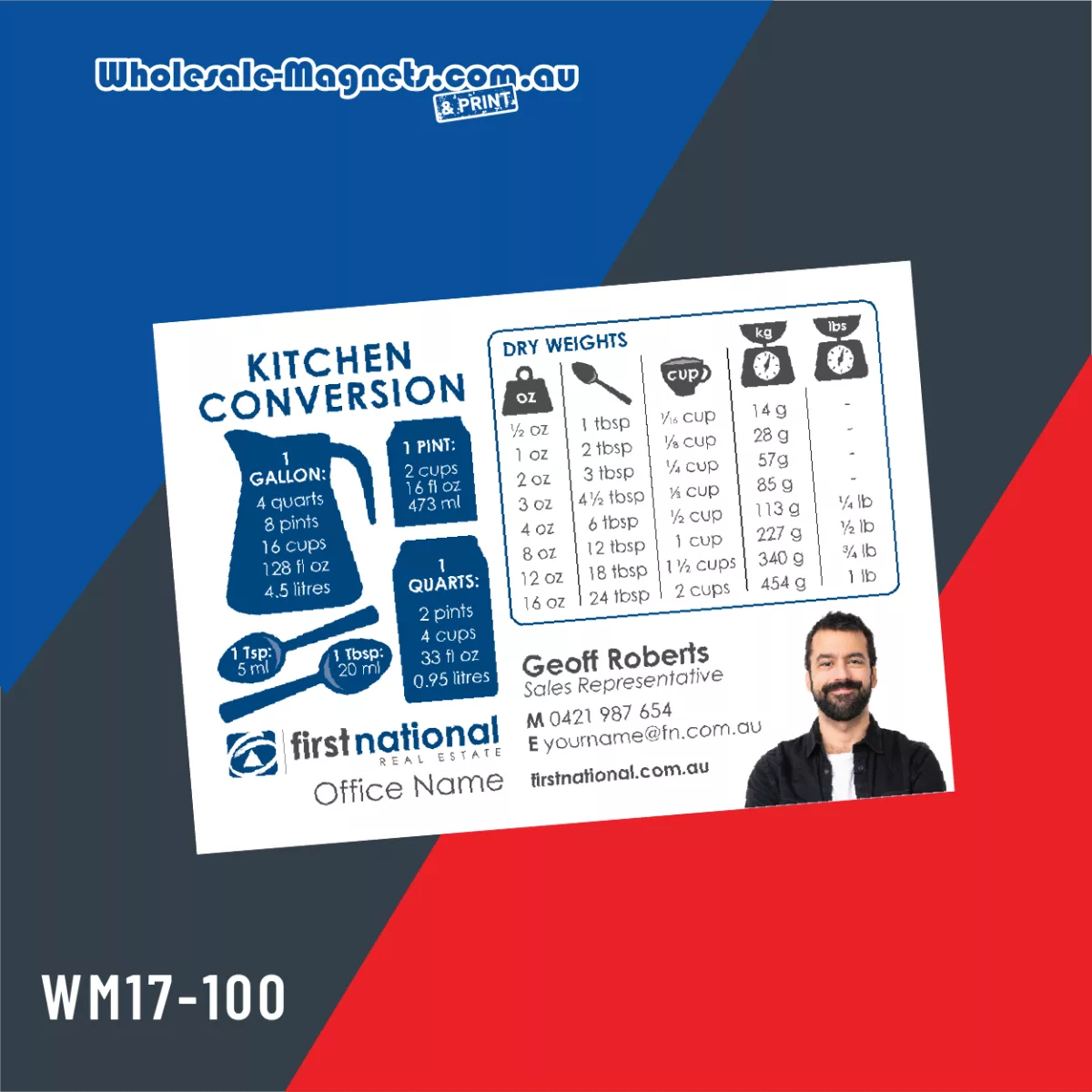 A7 Kitchen Conversion Chart kitchen fridge magnets — 100mm × 70mm