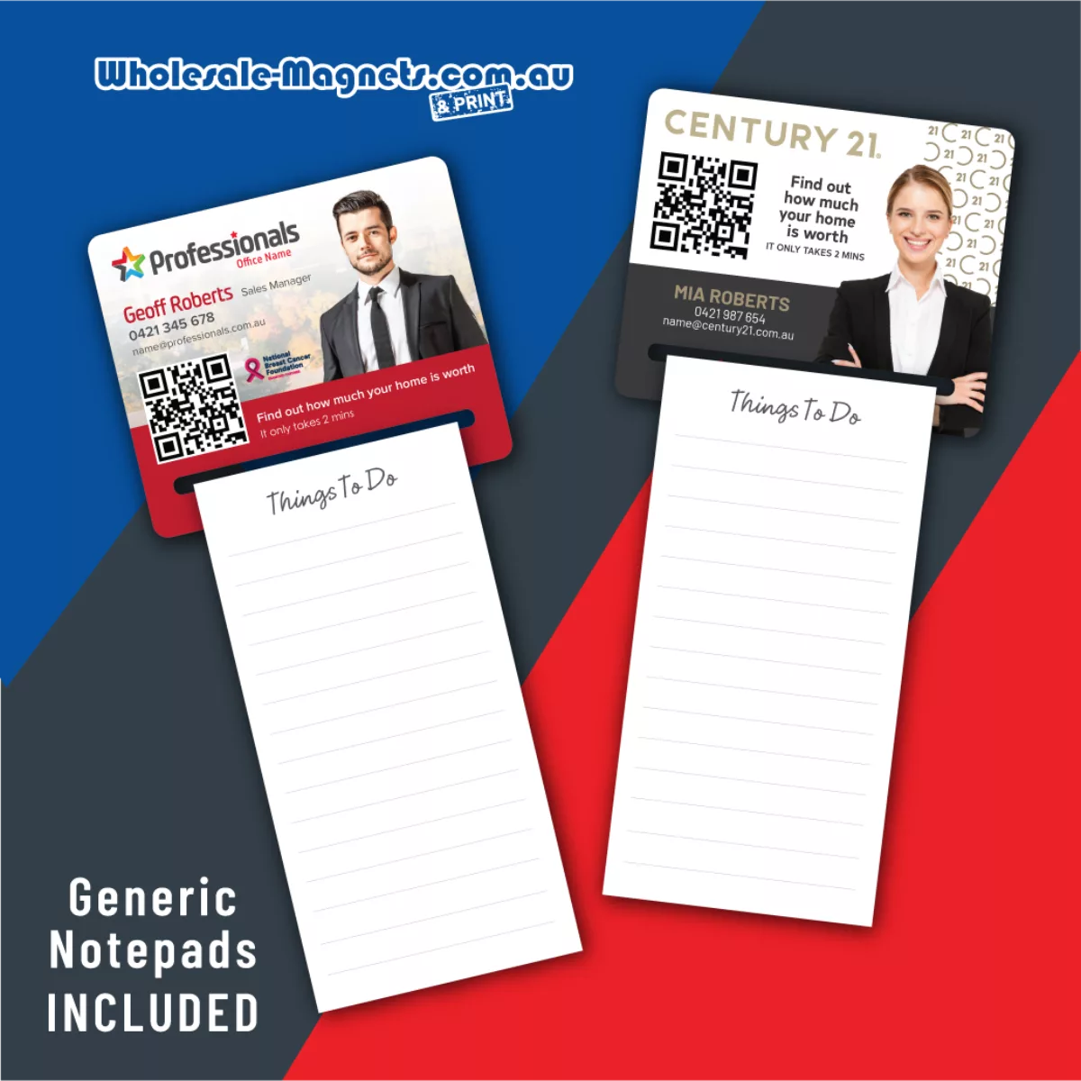 Rectangle 2 Holder + generic notepad magnetic notepad holders — 80mm × 95mm