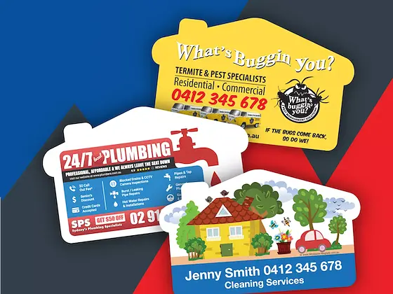 House Shaped Promo promotional fridge magnets — 90mm × 54mm