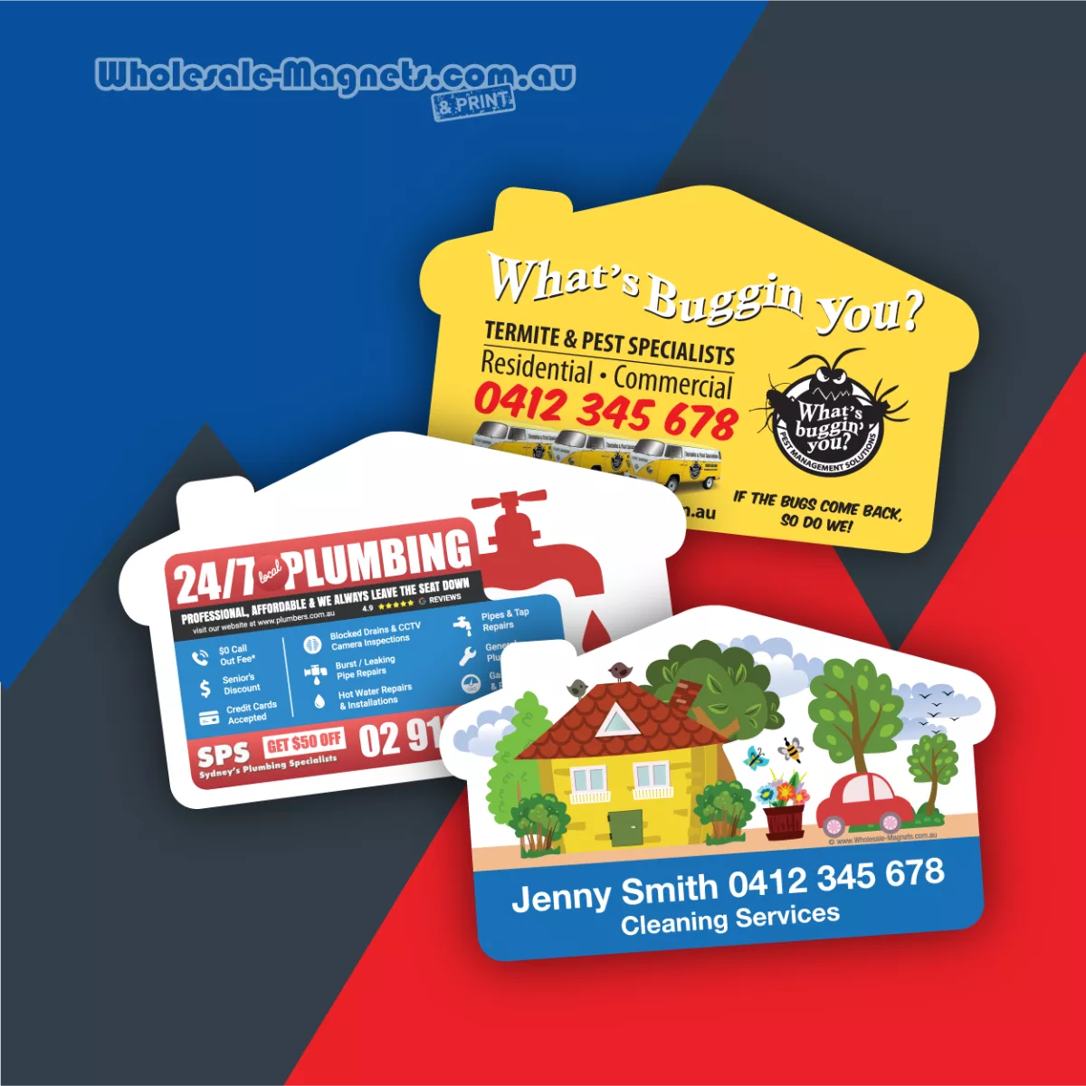 House Shaped Promo promotional fridge magnets — 90mm × 50mm