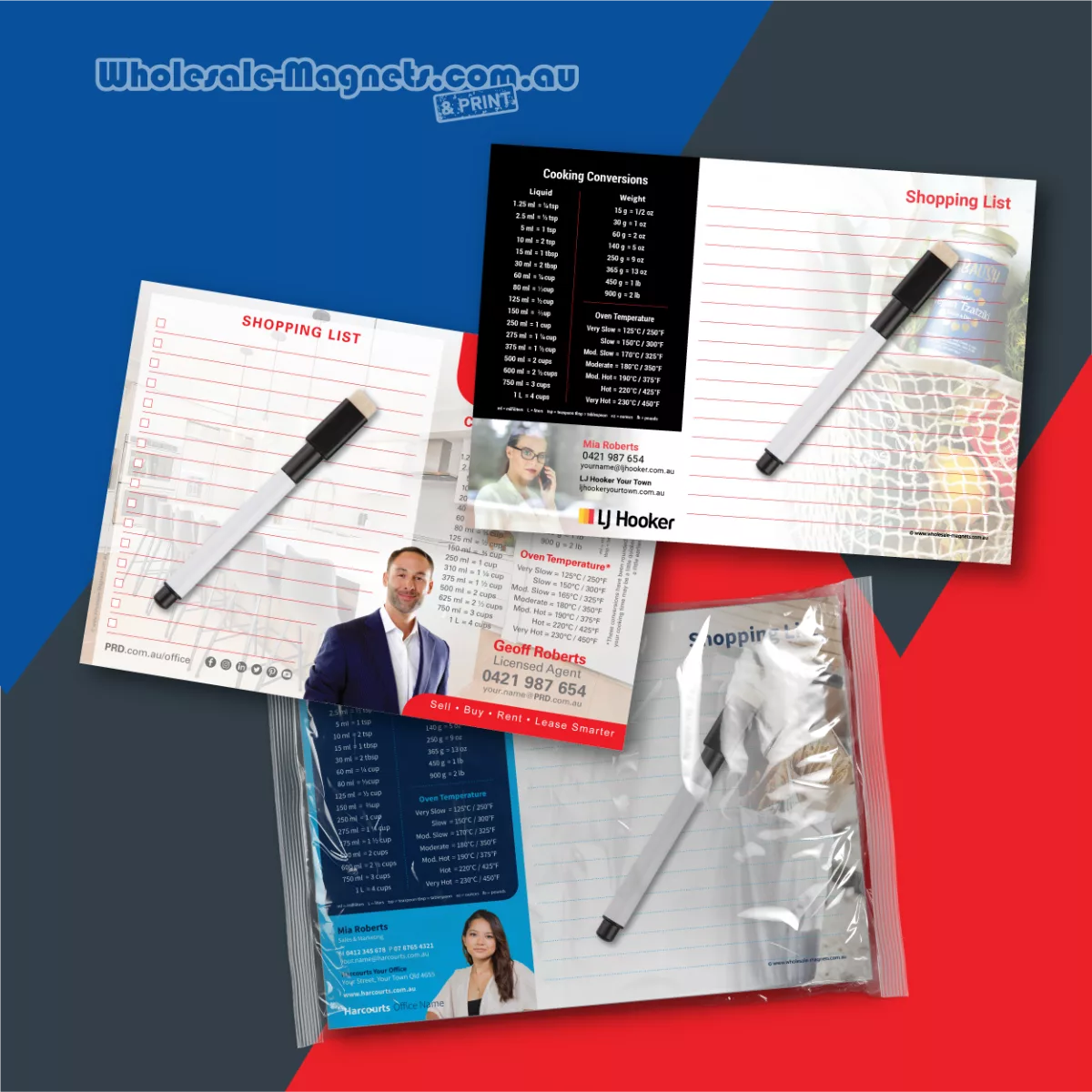 Large A5 shopping list and to-do list magnets — 210mm × 148mm